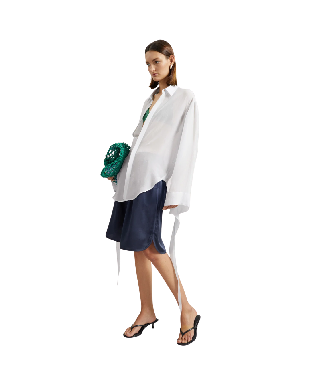 Verlin Sheer Chiffon Tie Cuff Shirt