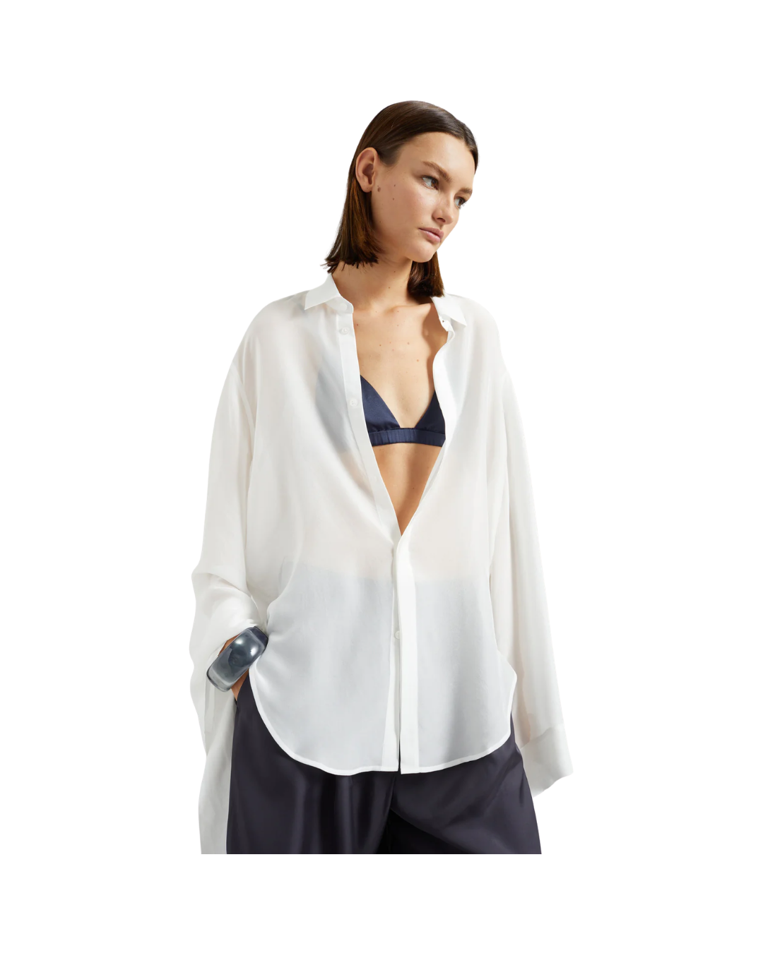 Verlin Sheer Chiffon Tie Cuff Shirt