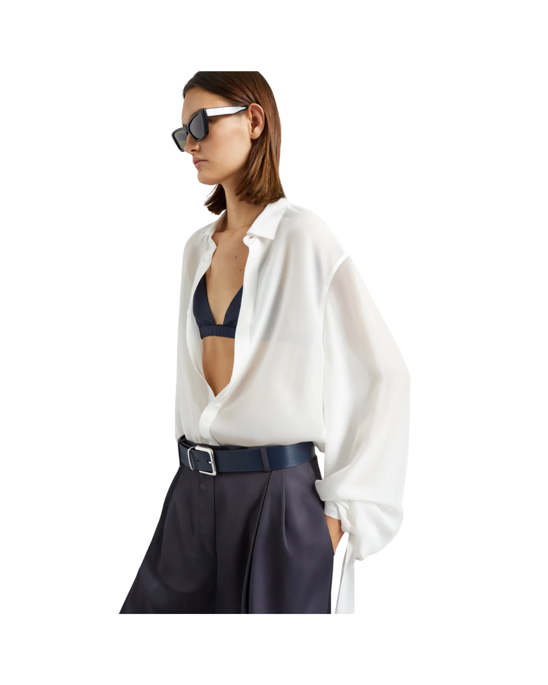 Verlin Sheer Chiffon Tie Cuff Shirt