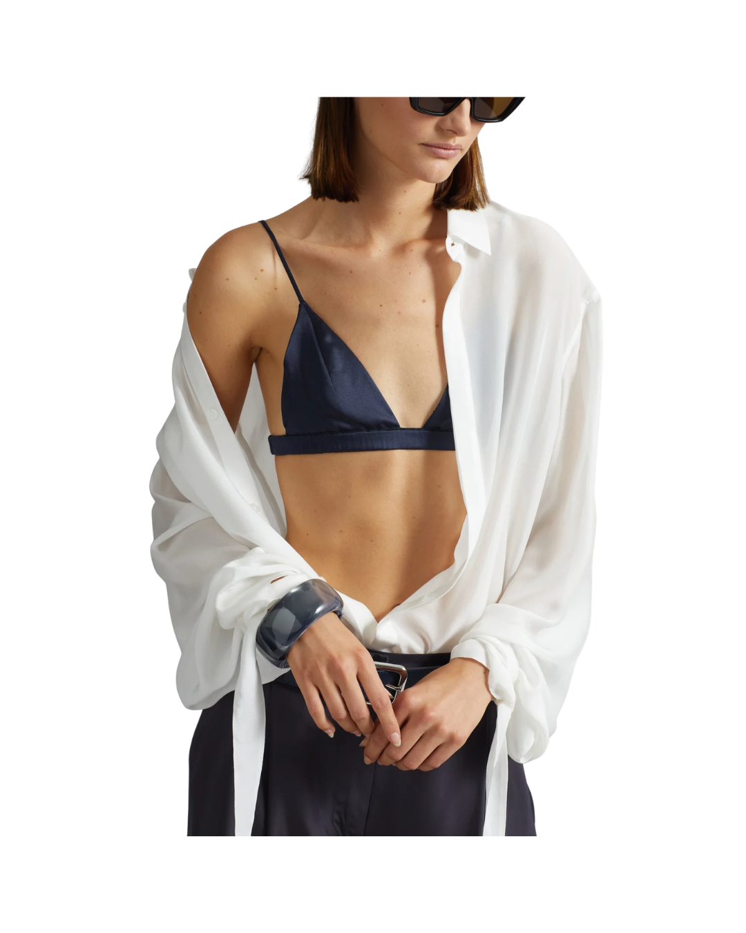Verlin Sheer Chiffon Tie Cuff Shirt
