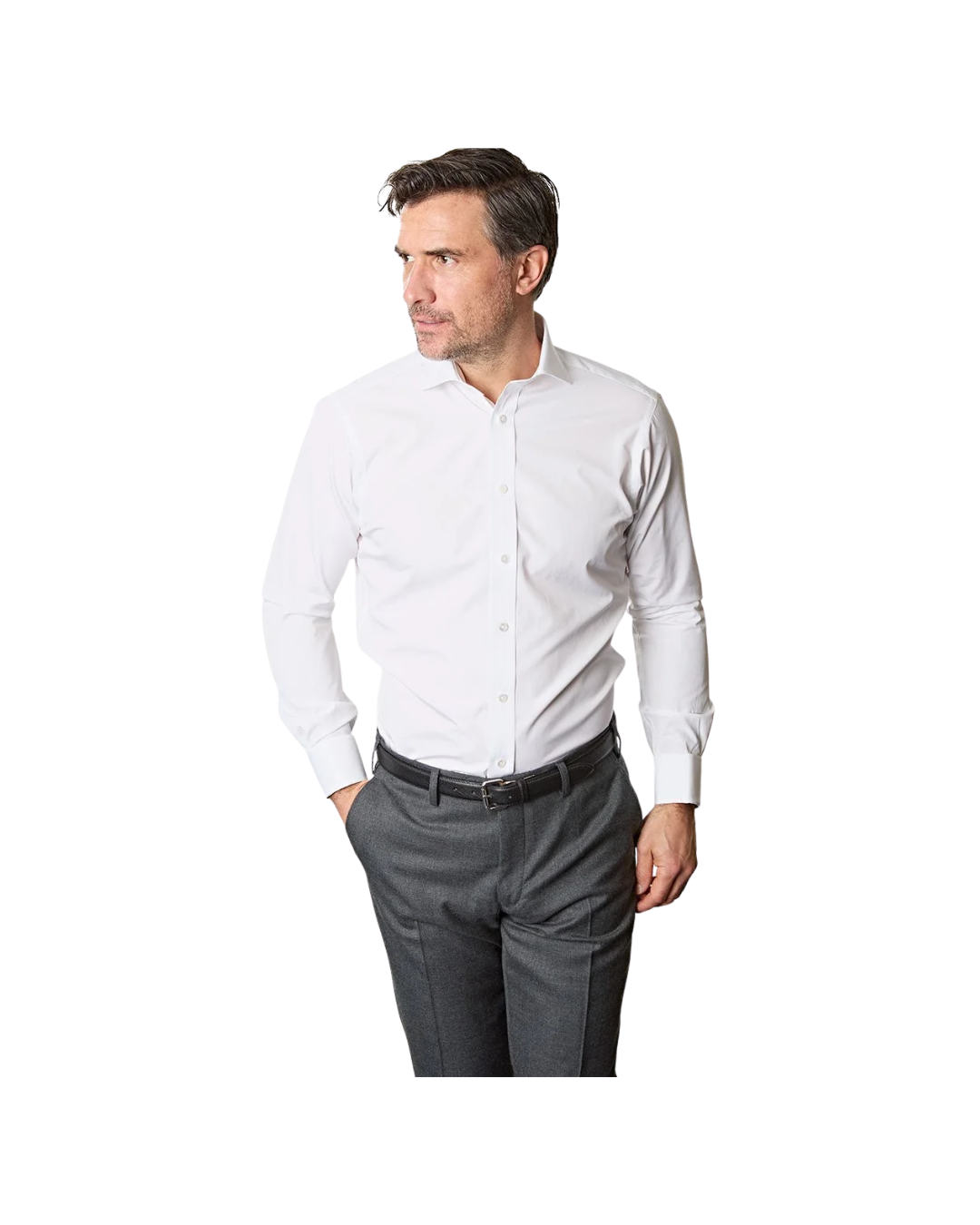Contemporary Fit Plain White Cotton Poplin Shirt