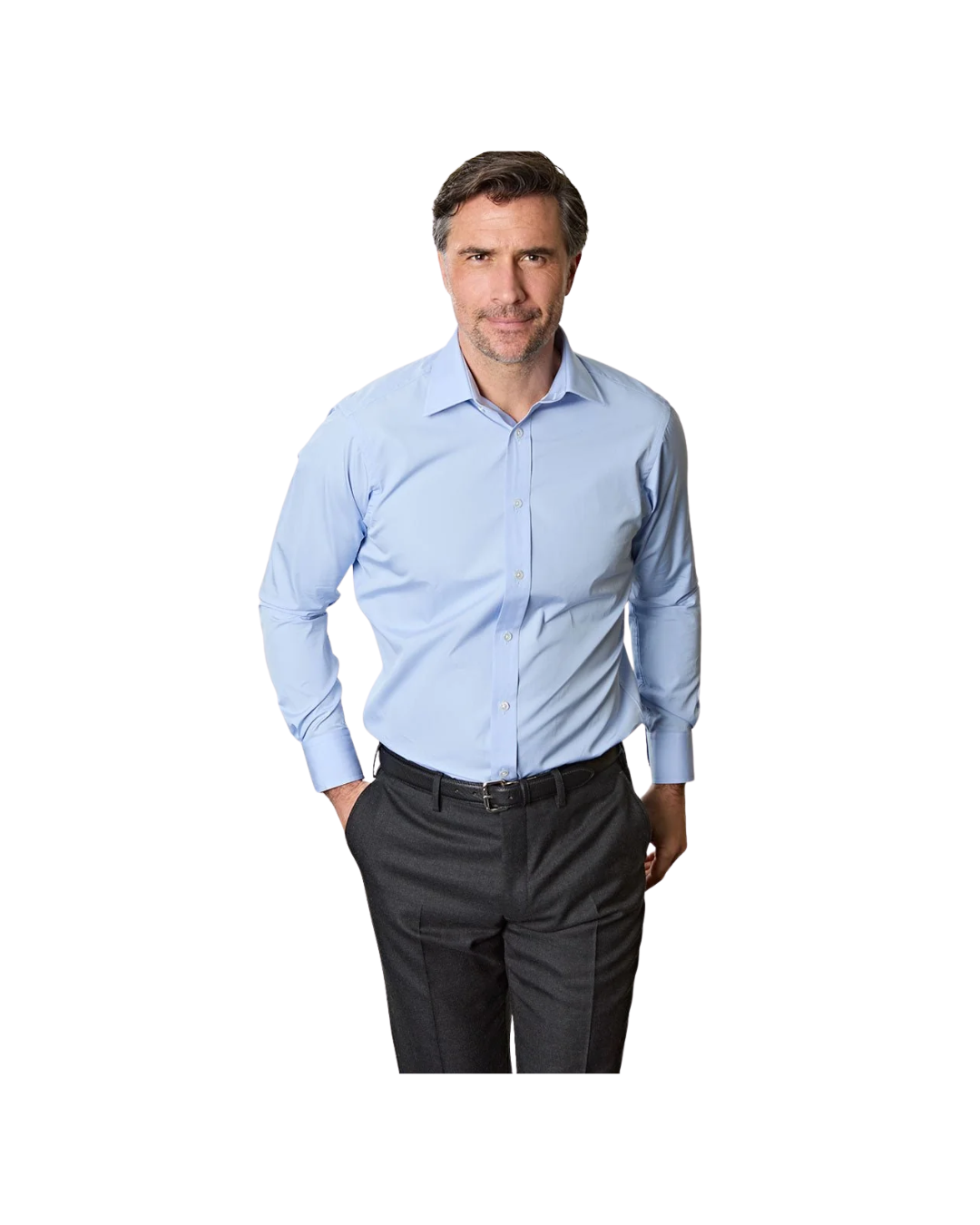 Contemporary Fit Plain Sky Blue Cotton Poplin Shirt