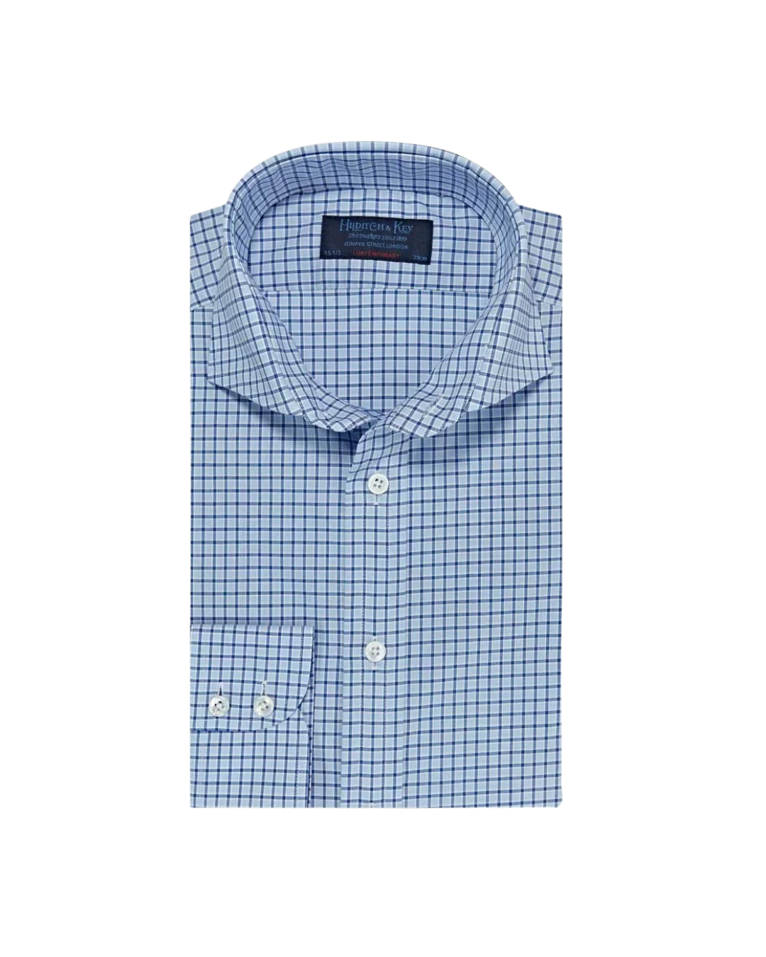 Contemporary Fit Sky Blue & Navy Check Cotton Shirt
