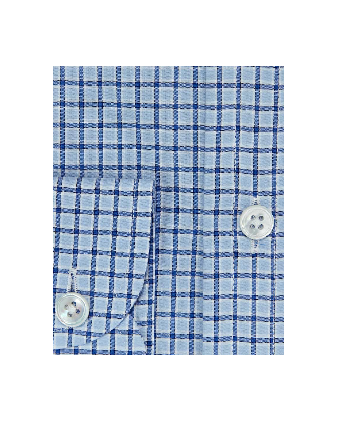 Contemporary Fit Sky Blue & Navy Check Cotton Shirt