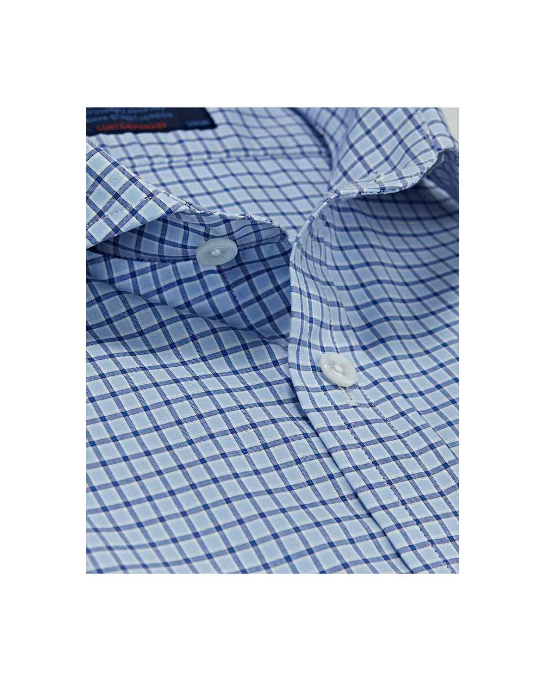 Contemporary Fit Sky Blue & Navy Check Cotton Shirt