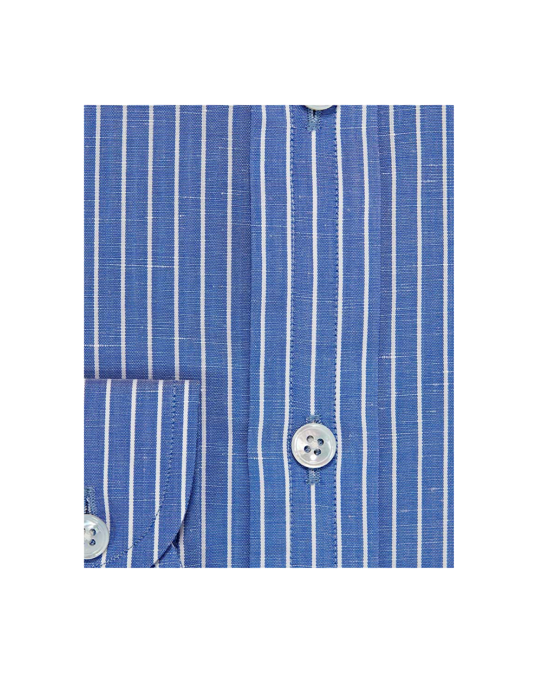 Contemporary Fit Dark Blue Stripe Cotton & Linen Blend Shirt