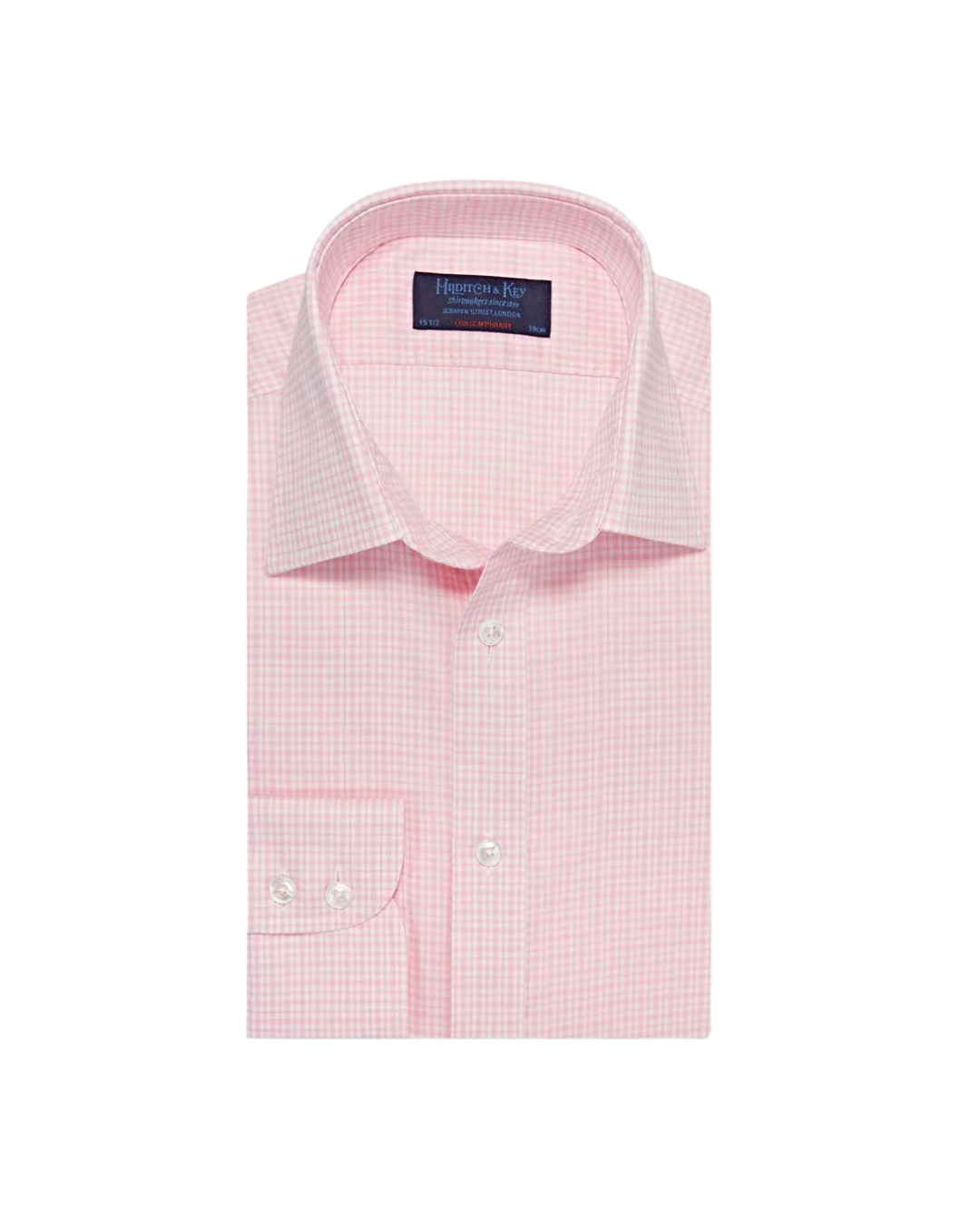 Contemporary Fit Pink Check Cotton Shirt