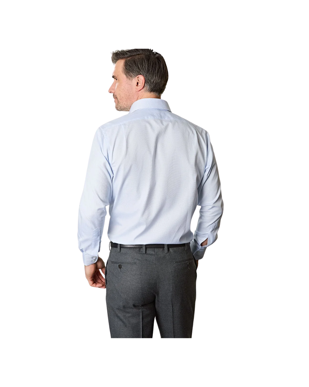 Contemporary Fit Light Blue Textured Check Cotton Shirt