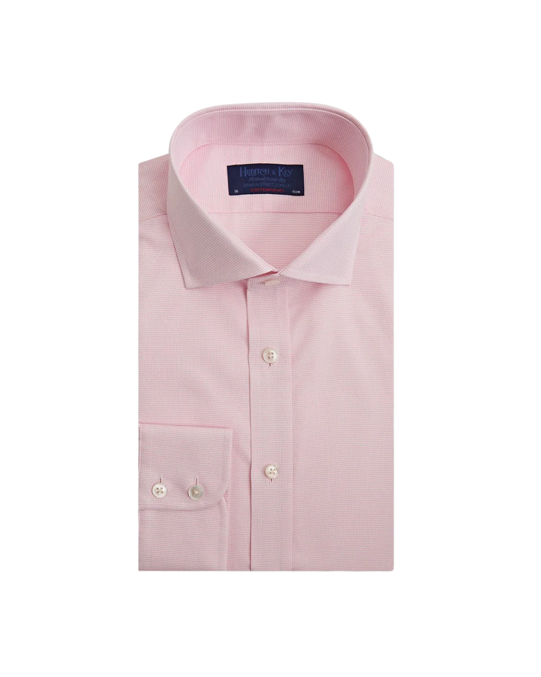Contemporary Fit Pink Textured Check Cotton Shirt