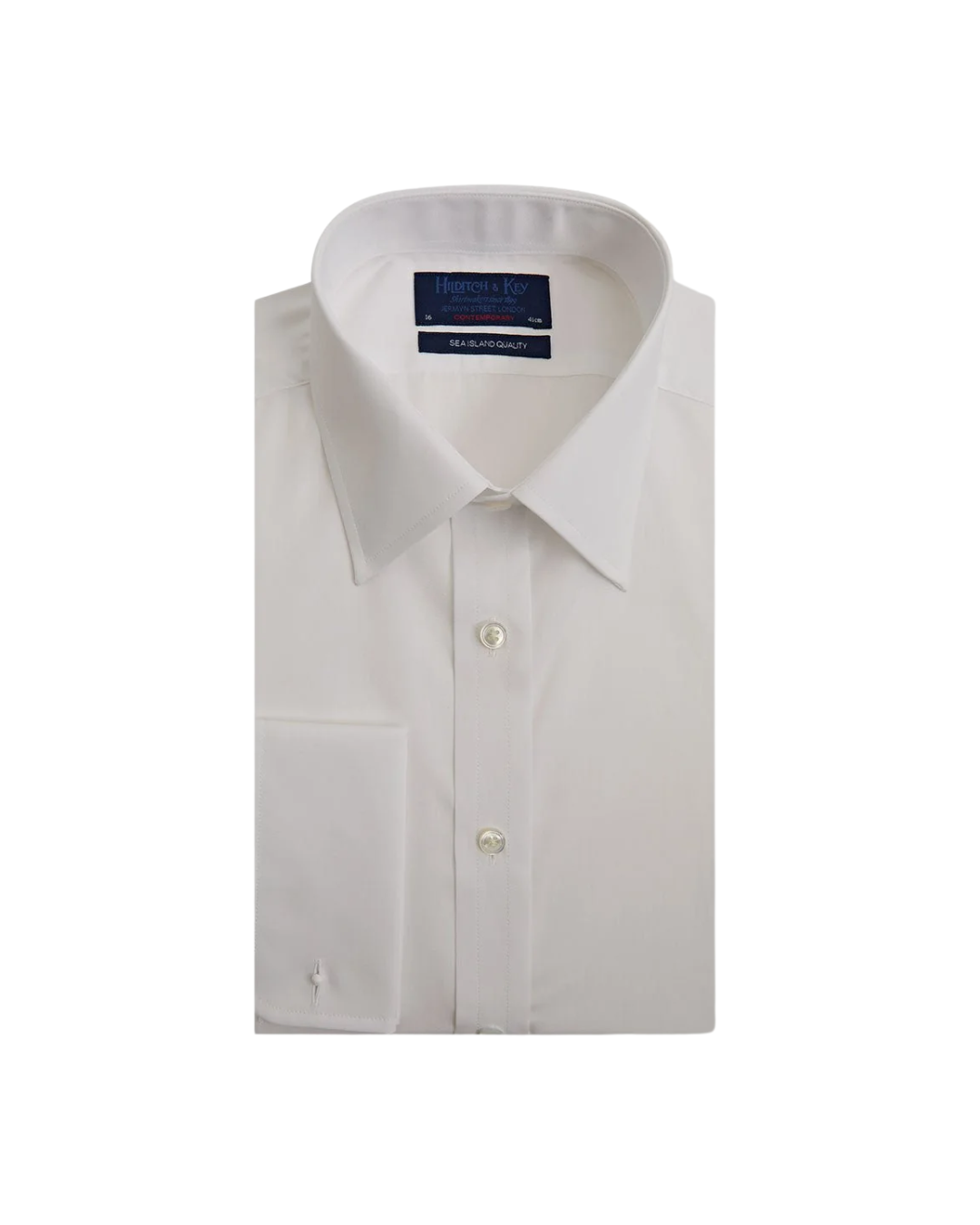 Contemporary Fit Plain White Sea Island Quality Cotton Shirt