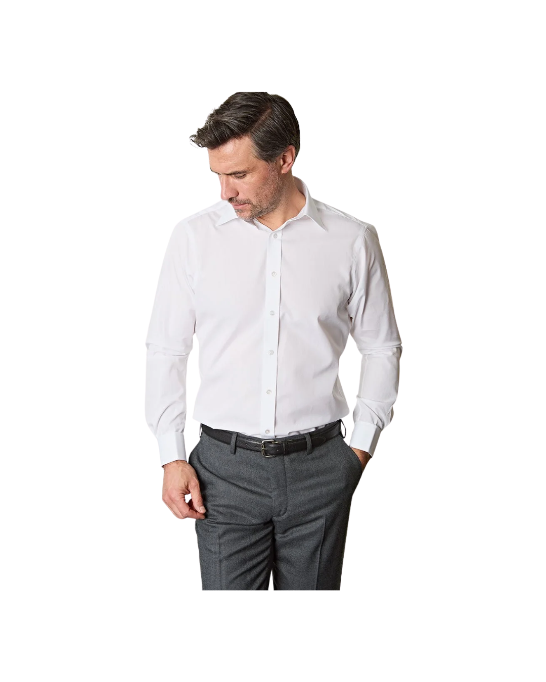 Contemporary Fit Plain White Sea Island Quality Cotton Shirt