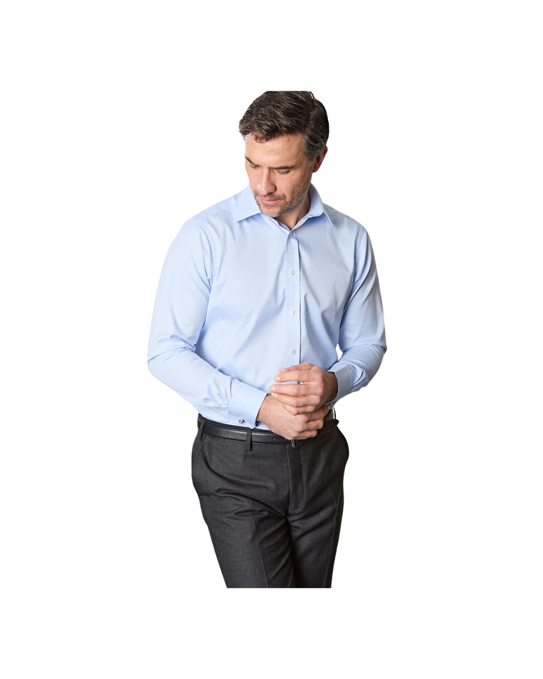 Contemporary Fit Light Blue Oxford Sea Island Quality Cotton Shirt