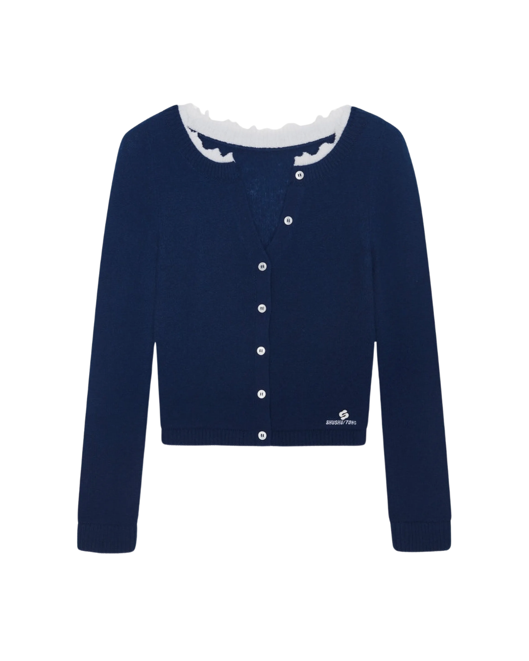 Contrast Trim Raw-Edge Knit Top