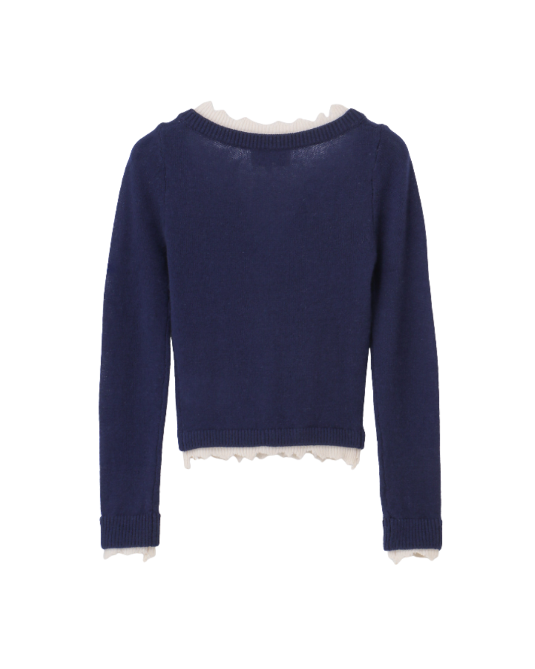 Contrast Trim Raw-Edge Knit Top