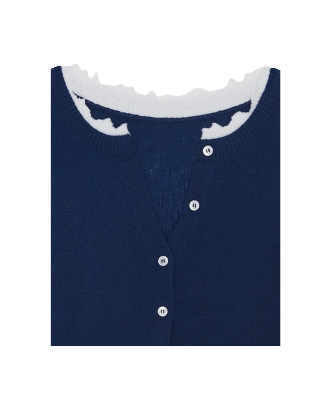 Contrast Trim Raw-Edge Knit Top