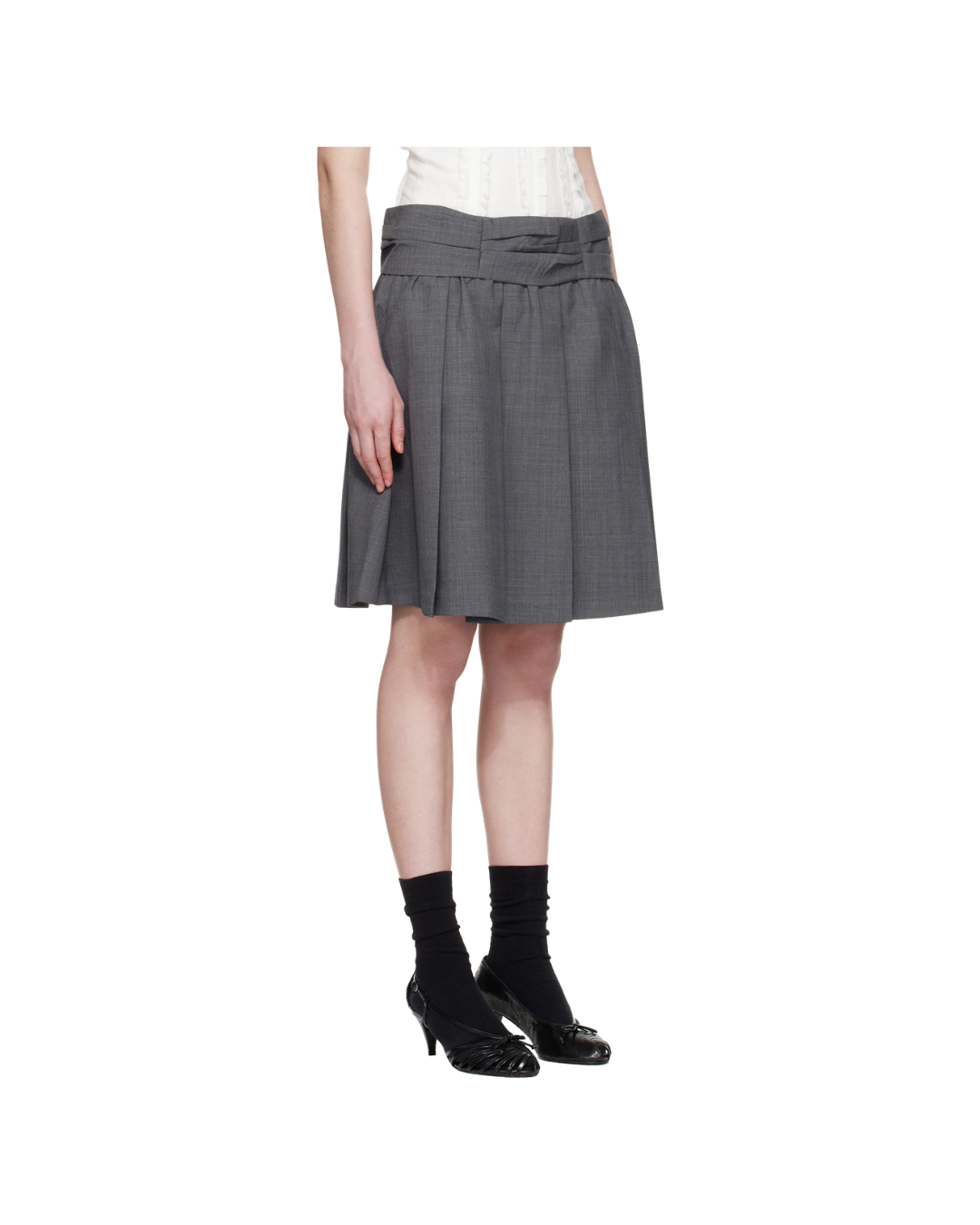 Draped Waist Wide-Pleat Skirt