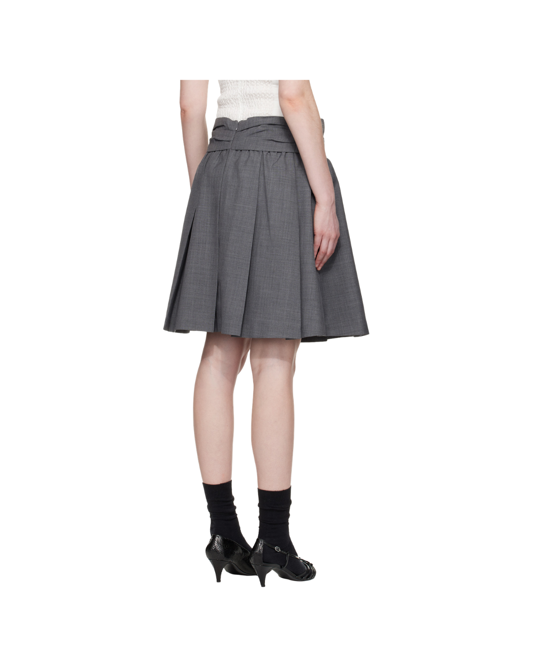 Draped Waist Wide-Pleat Skirt