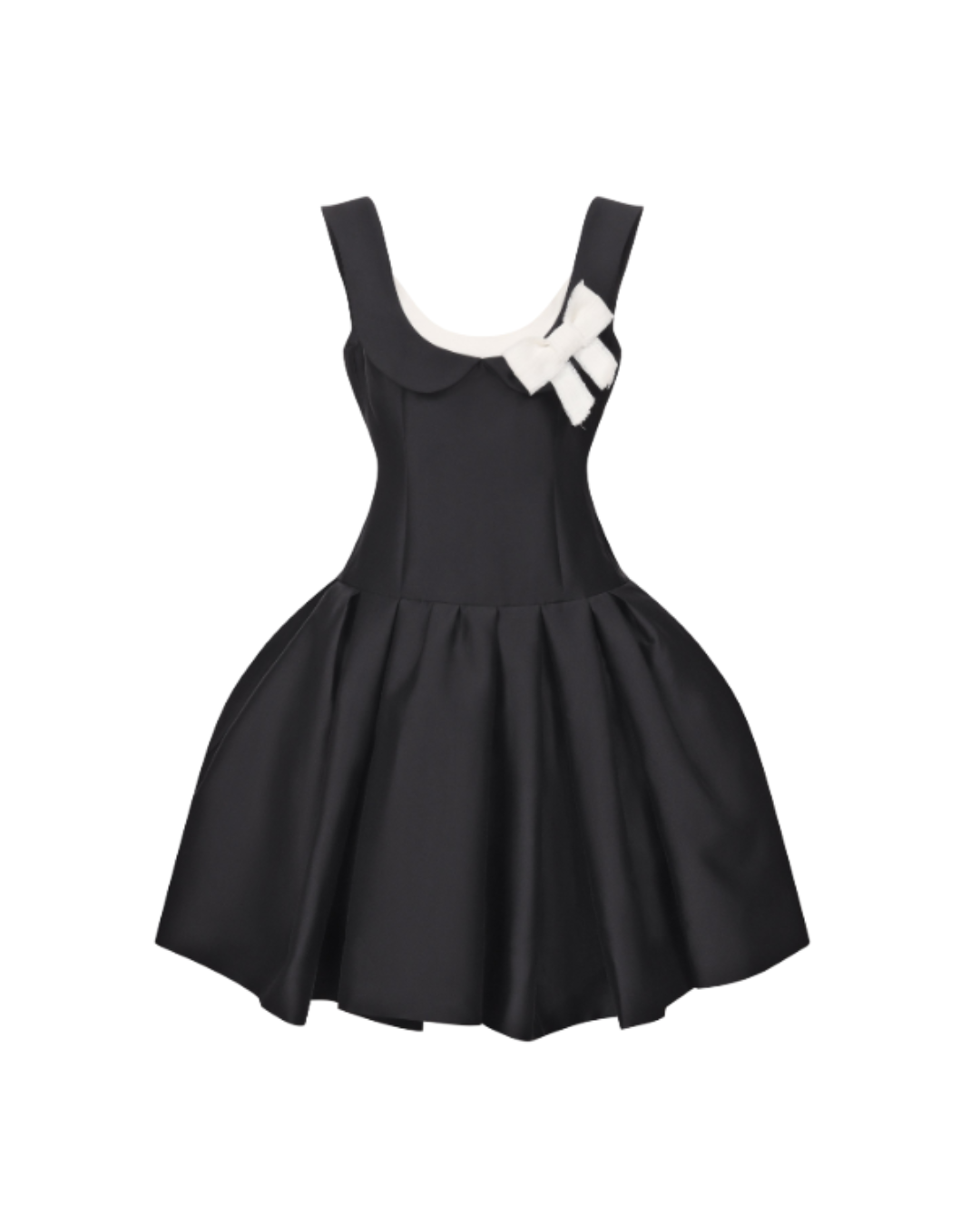Bow Detail Pleated Pouf Dress