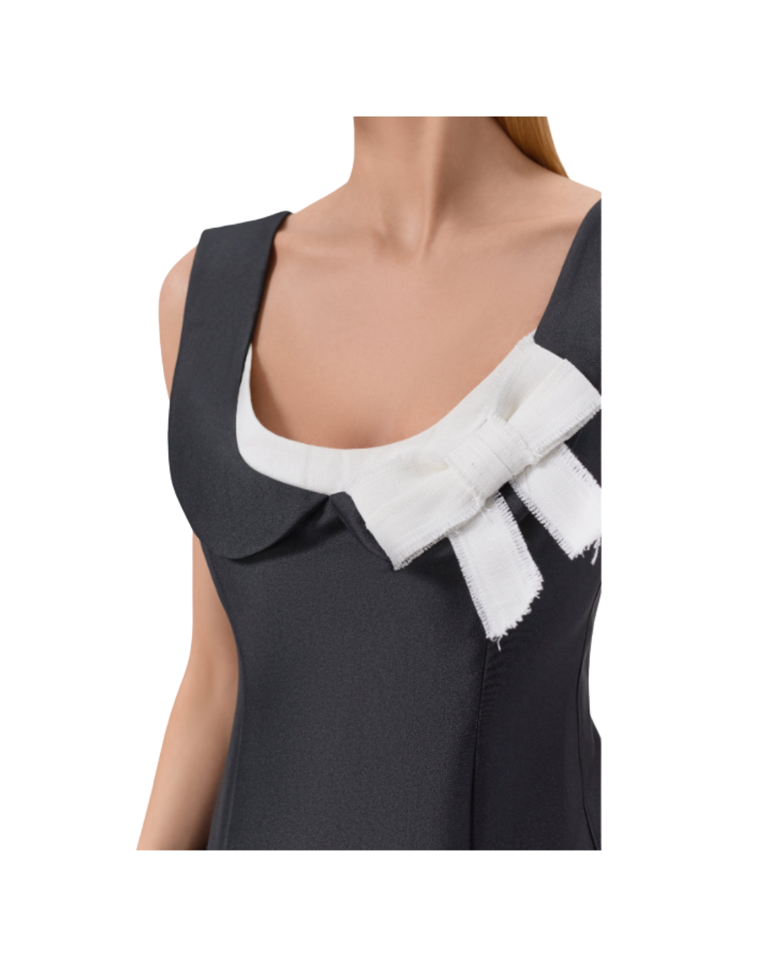 Bow Detail Pleated Pouf Dress