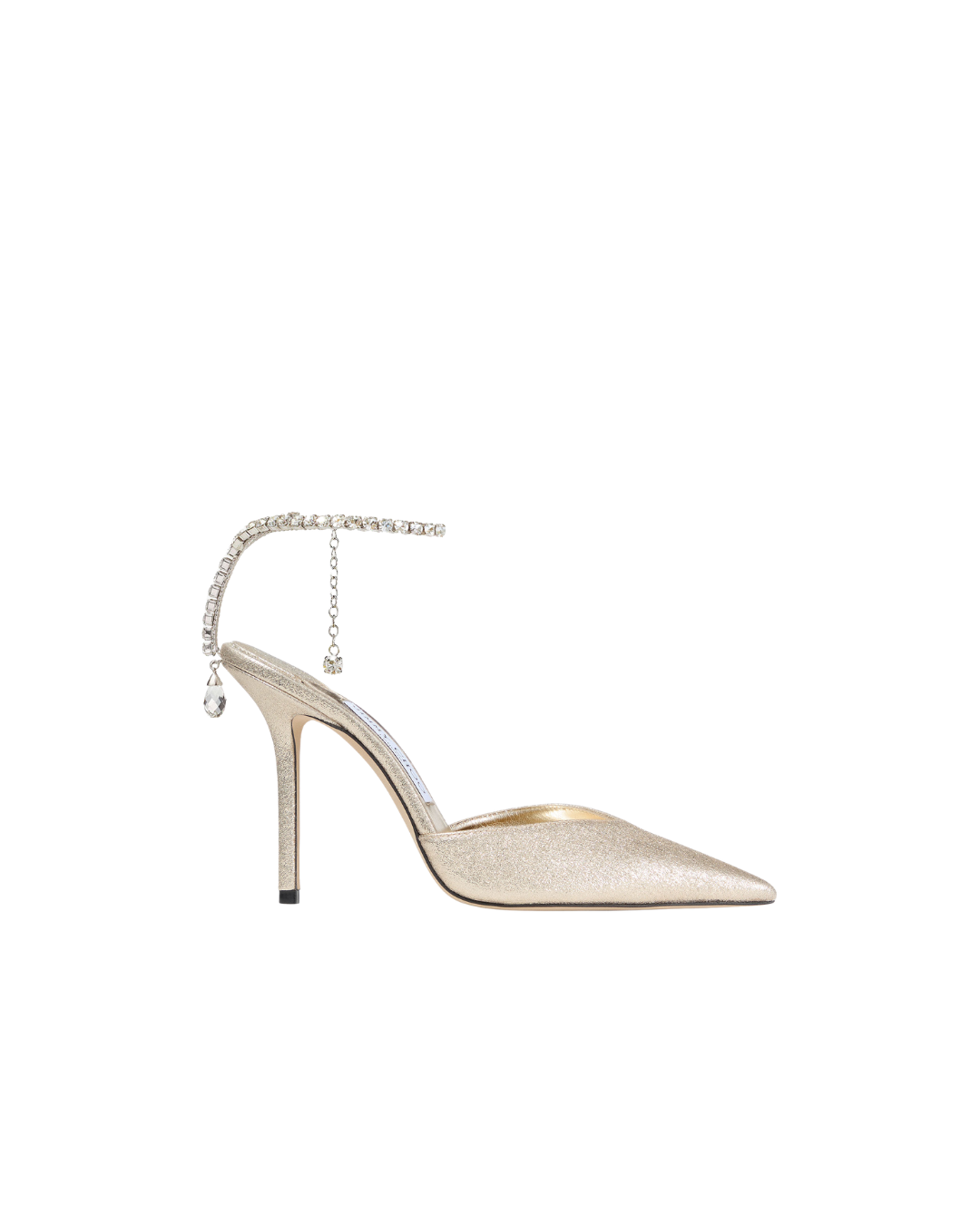 Saeda 100 Platinum Brilliance Fabric Pumps with Crystal Chain