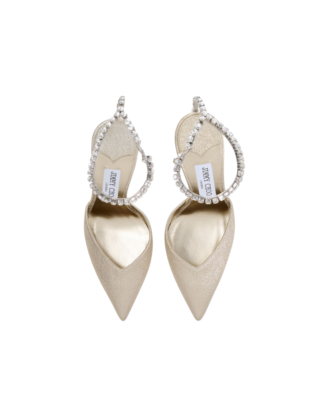 Saeda 100 Platinum Brilliance Fabric Pumps with Crystal Chain