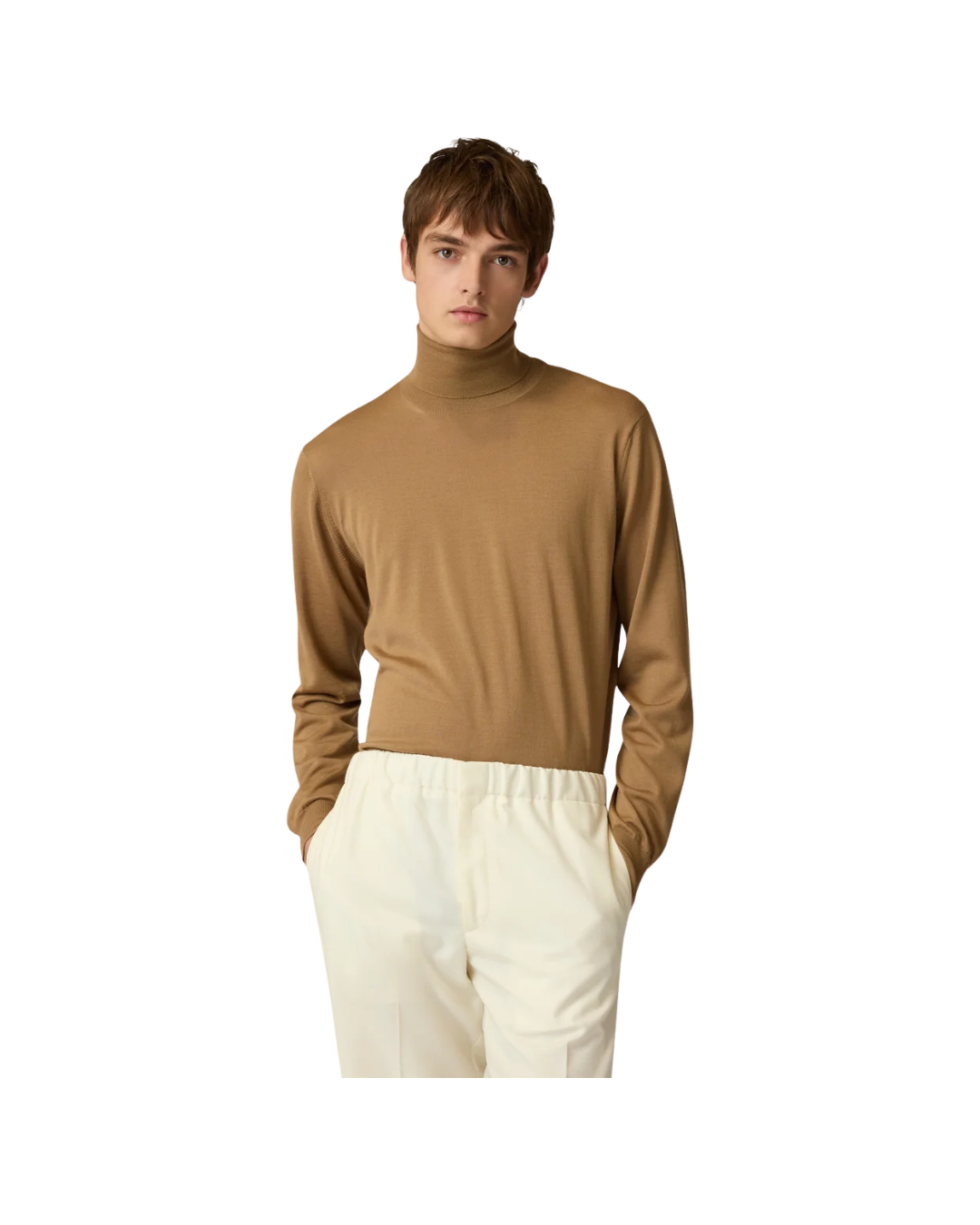 Camel Superfine Merino Wool Turtleneck