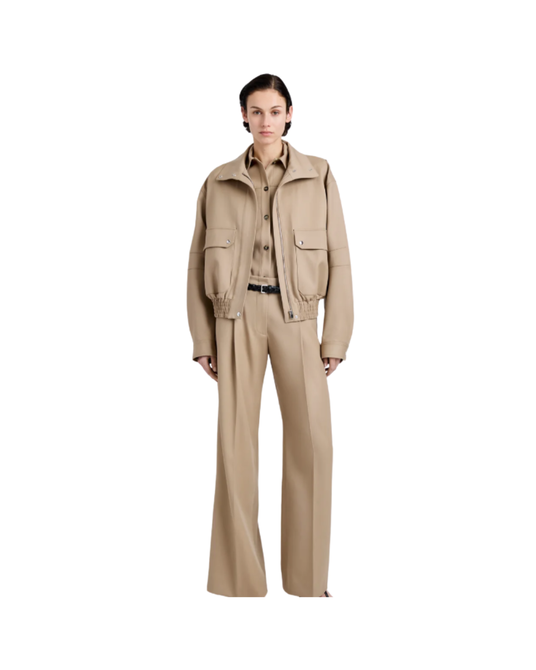 Khaki Aviva Jacket in Wool Gabardine