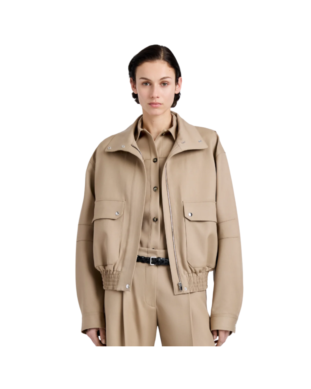 Khaki Aviva Jacket in Wool Gabardine