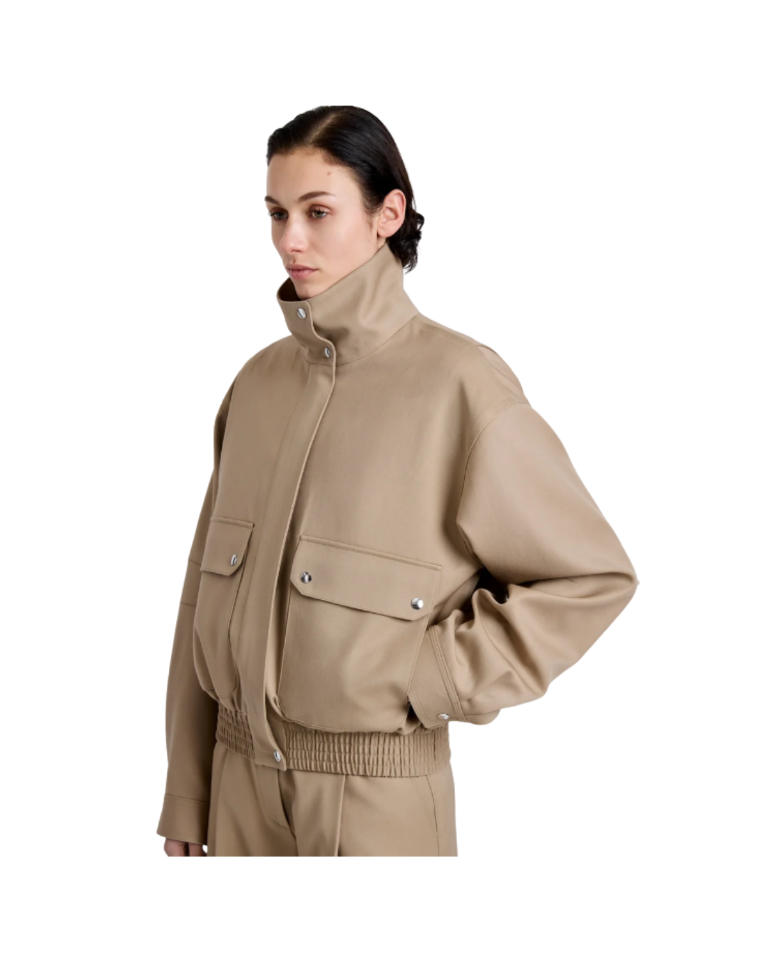 Khaki Aviva Jacket in Wool Gabardine