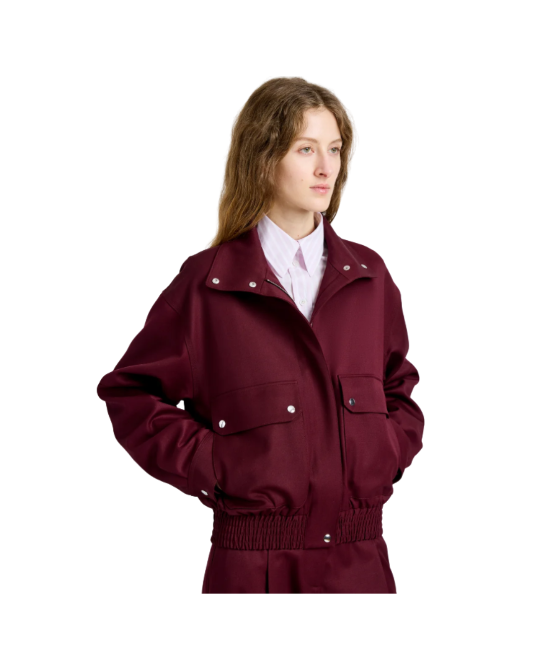 Oxblood Aviva Jacket in Wool Gabardine