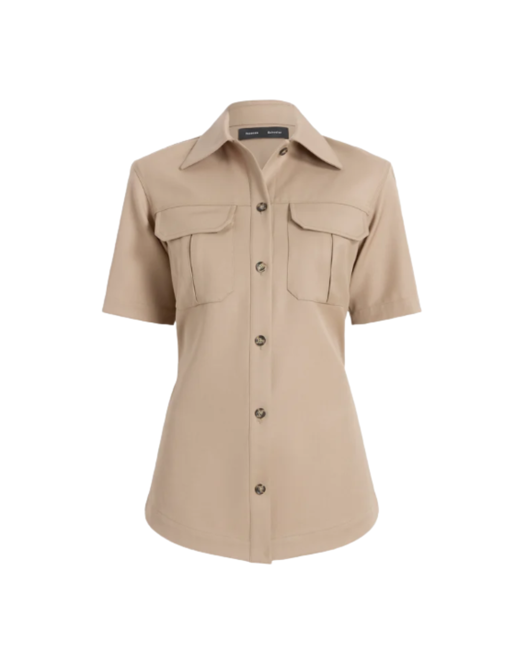 Khaki Nali Top in Wool Gabardine