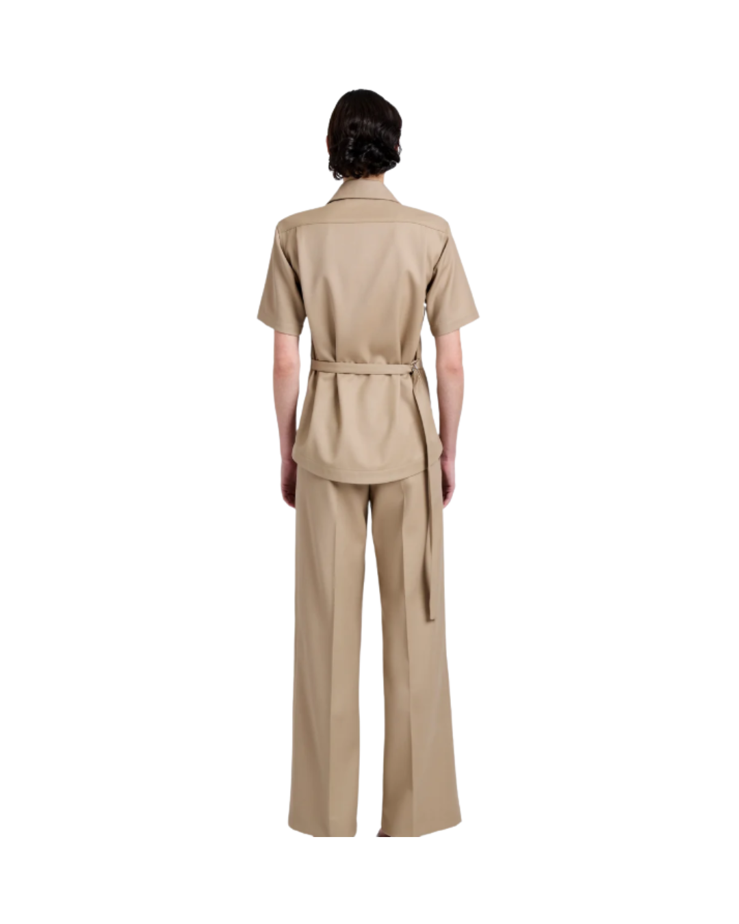 Khaki Nali Top in Wool Gabardine