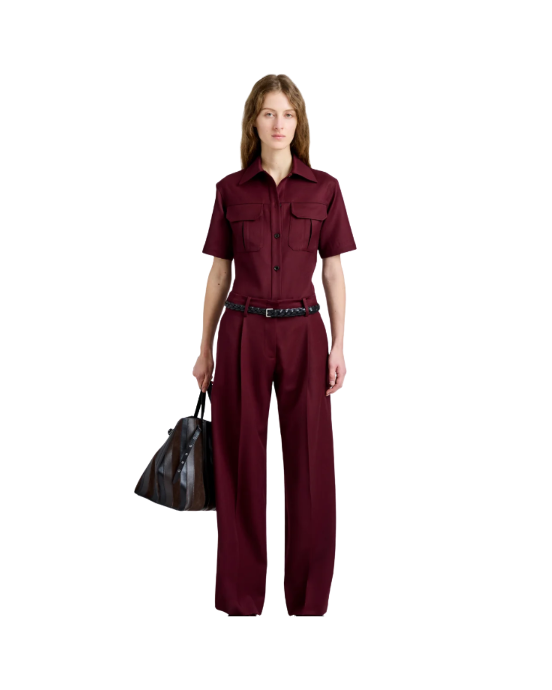 Oxblood Nali Top in Wool Gabardine