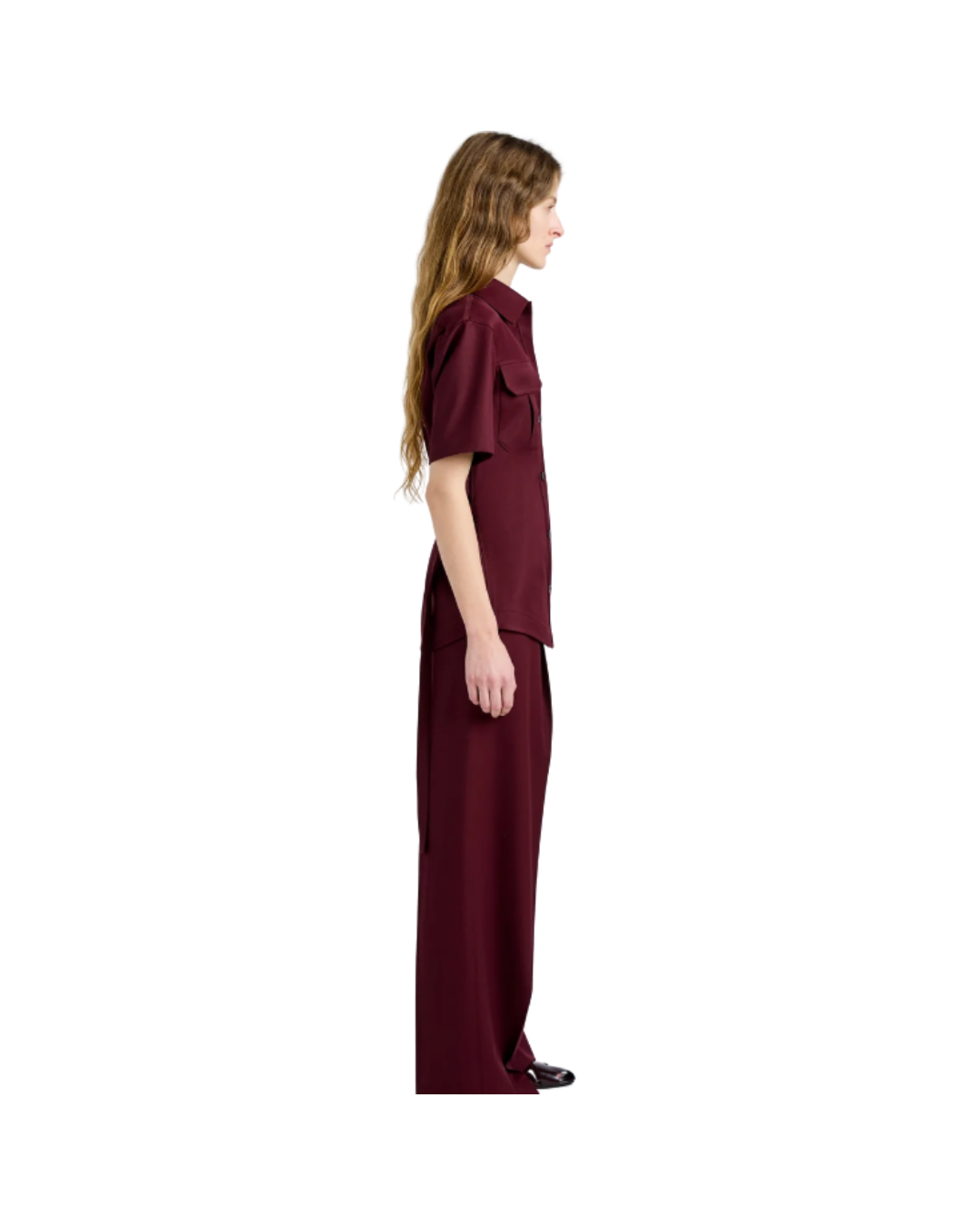 Oxblood Nali Top in Wool Gabardine