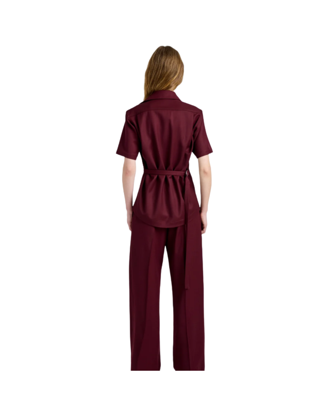 Oxblood Nali Top in Wool Gabardine