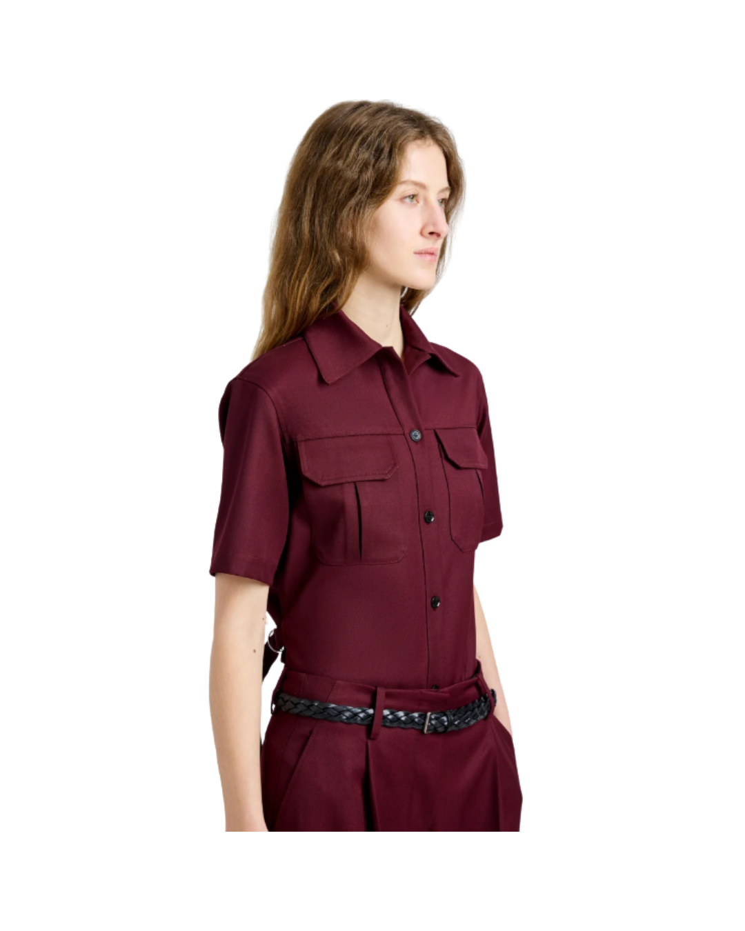Oxblood Nali Top in Wool Gabardine