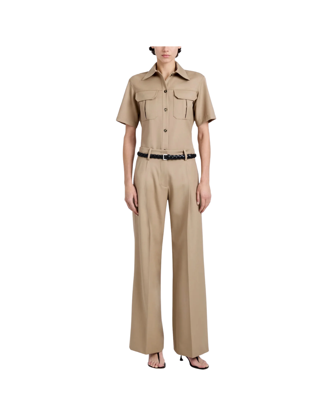 Khaki Halima Pant in Wool Gabardine