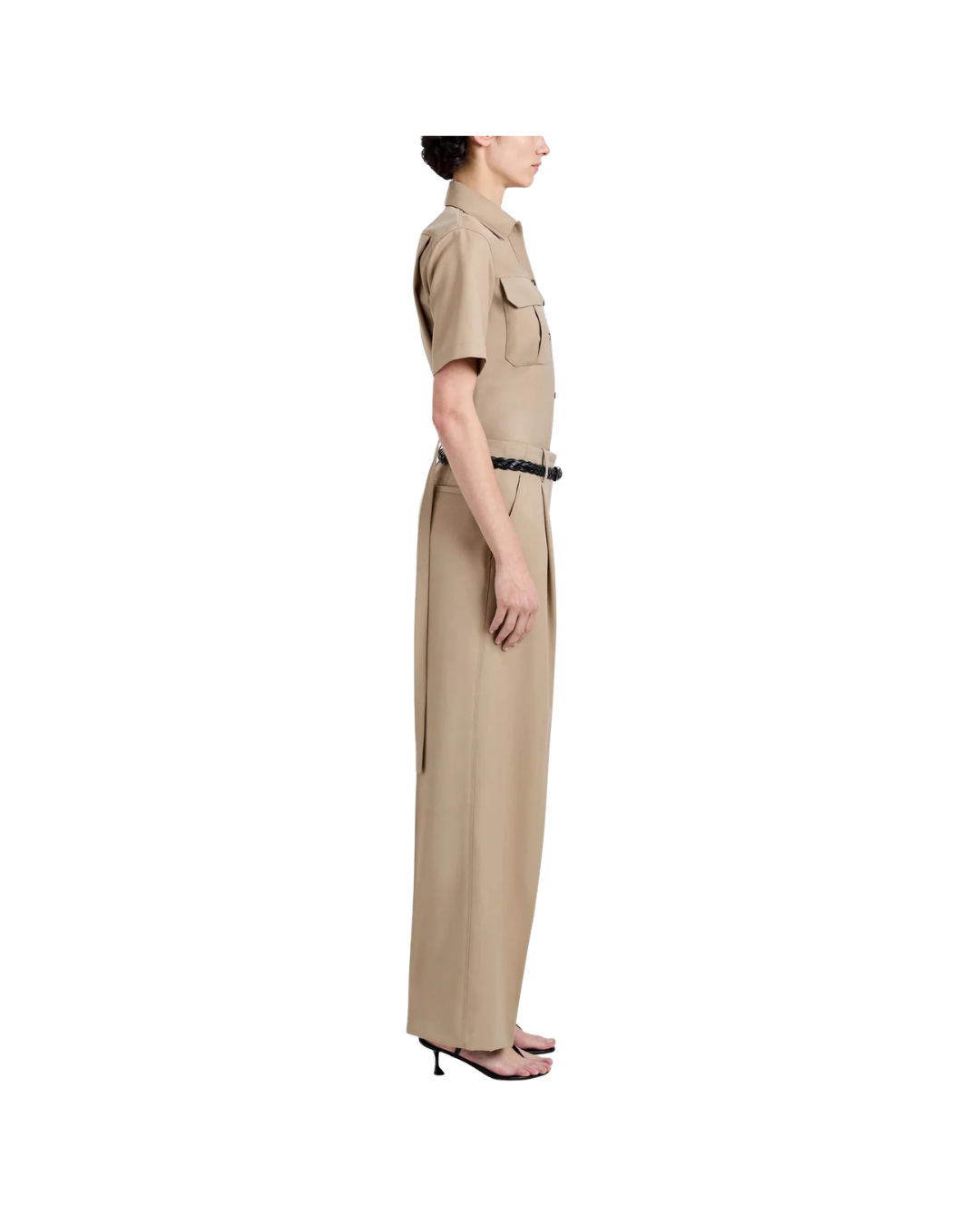 Khaki Halima Pant in Wool Gabardine