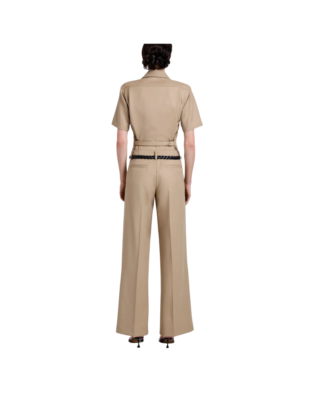 Khaki Halima Pant in Wool Gabardine