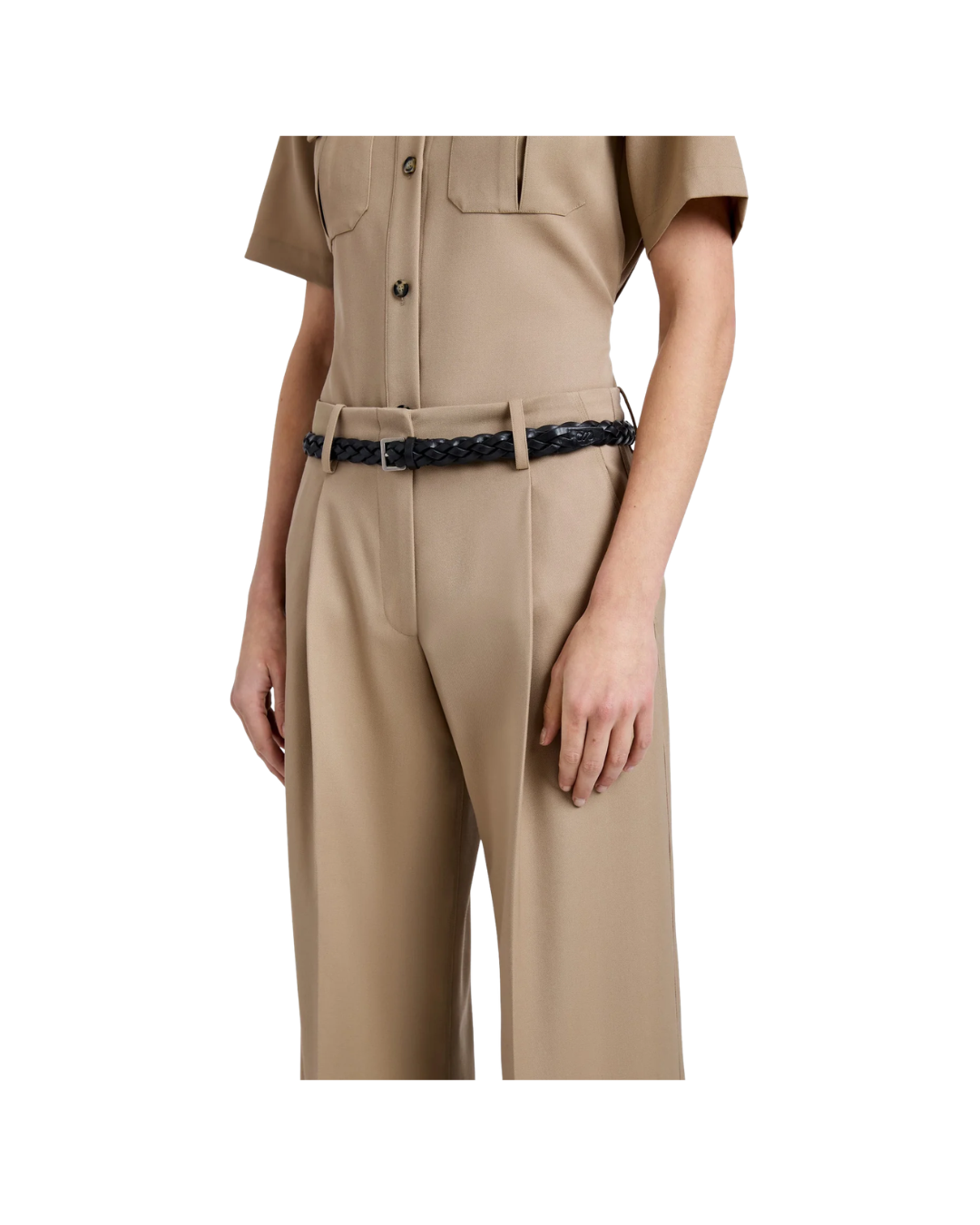 Khaki Halima Pant in Wool Gabardine