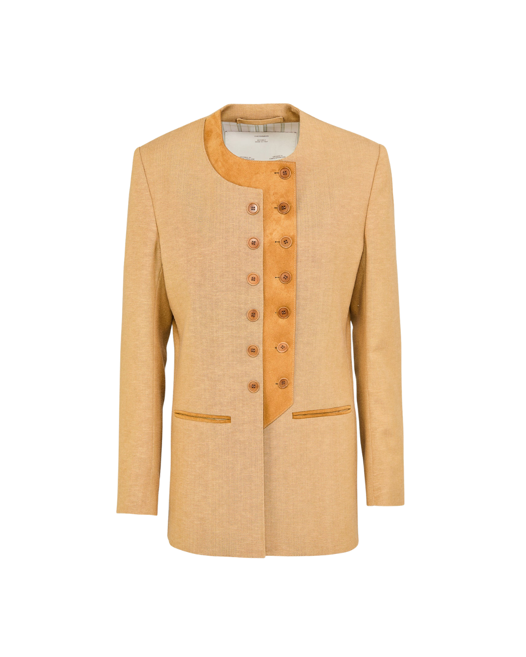 Lara Blazer in Linen Blend Malfilé and Suede