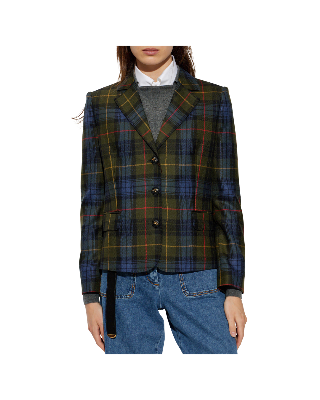 Wool Blazer With A Check Pattern