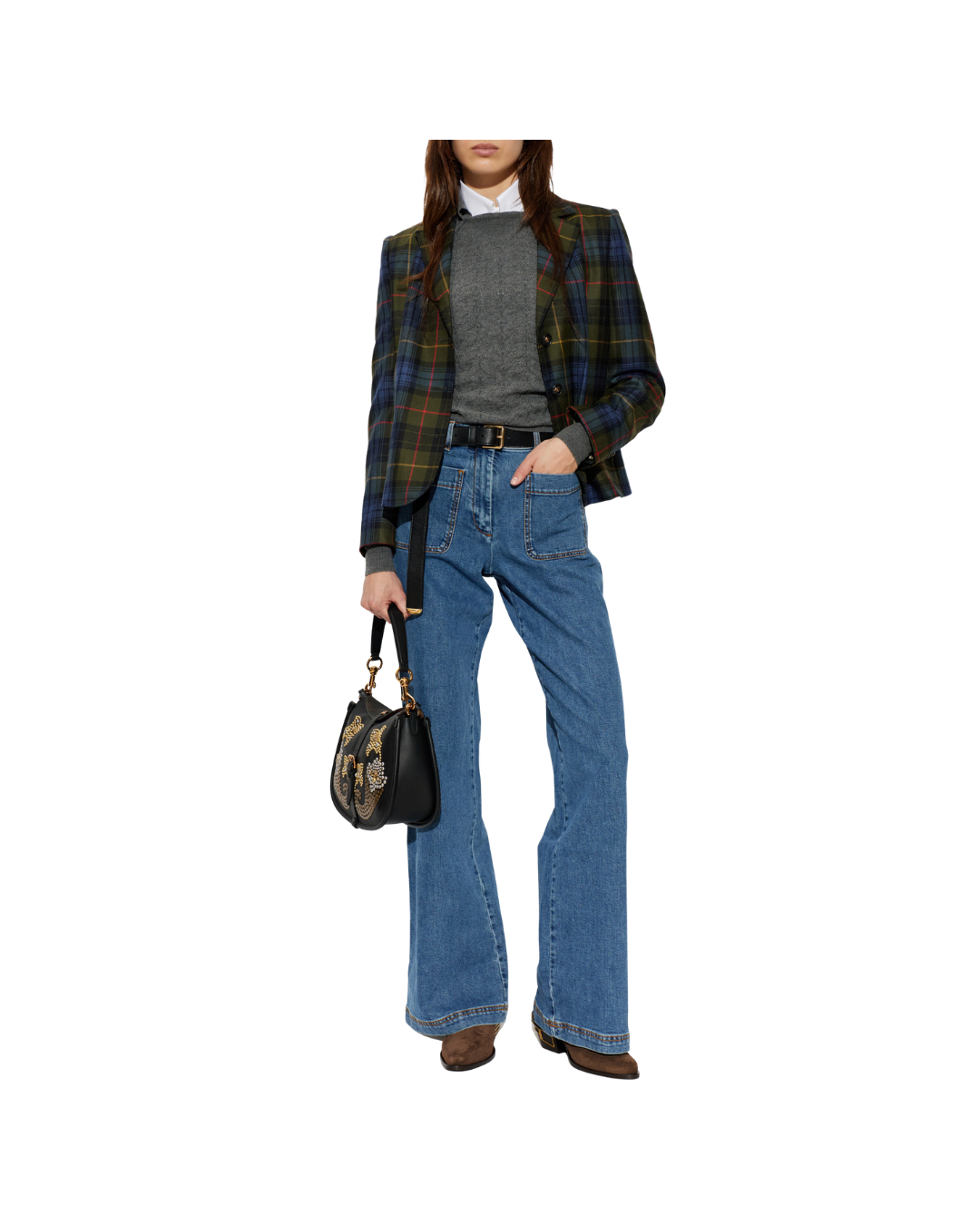 Wool Blazer With A Check Pattern