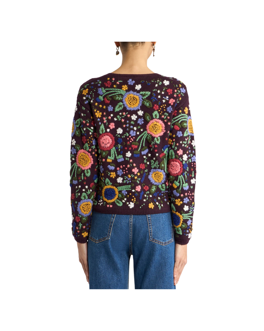Wool Cardigan With Floral Embroidery