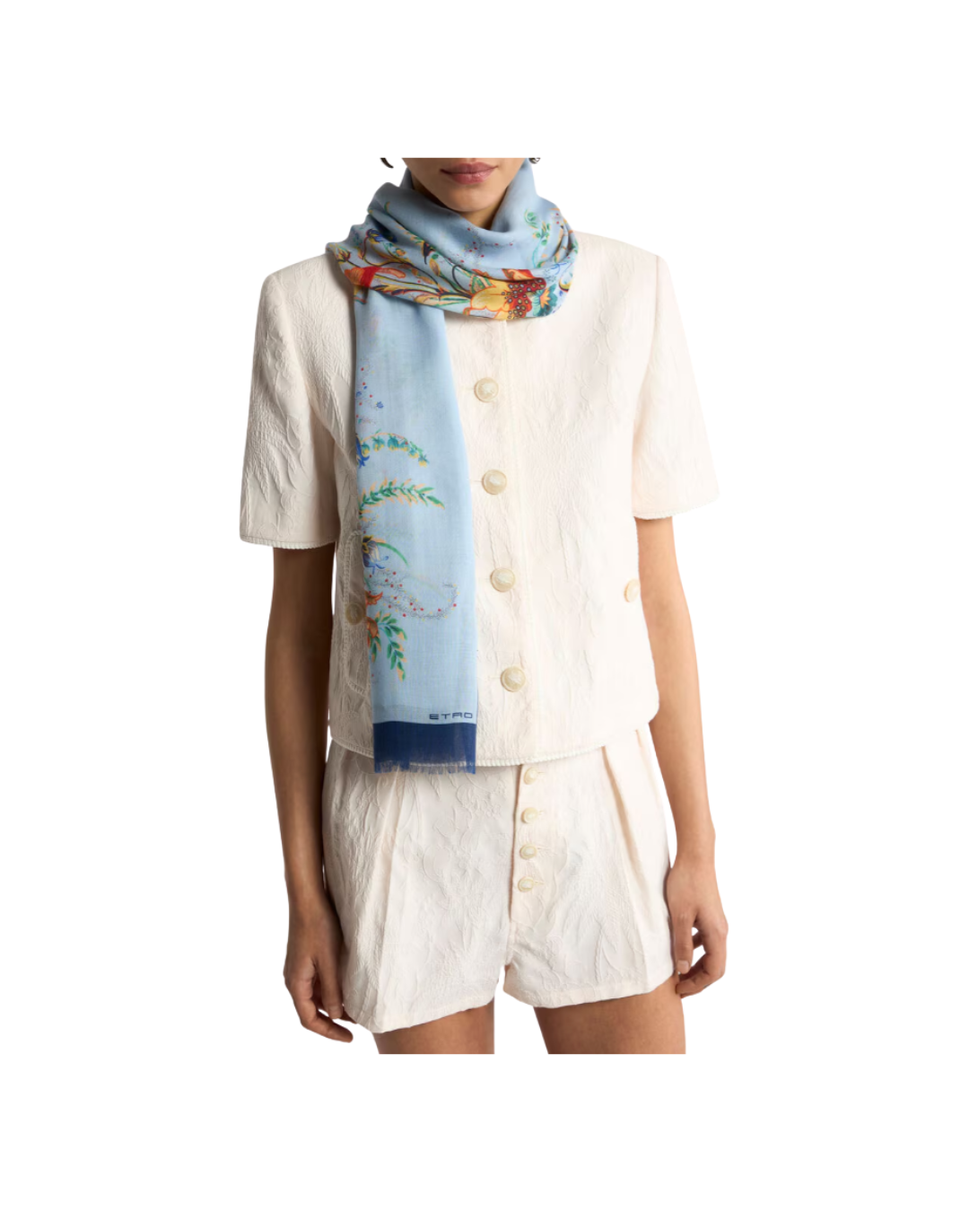 Floral Print Modal And Cashmere Scarf