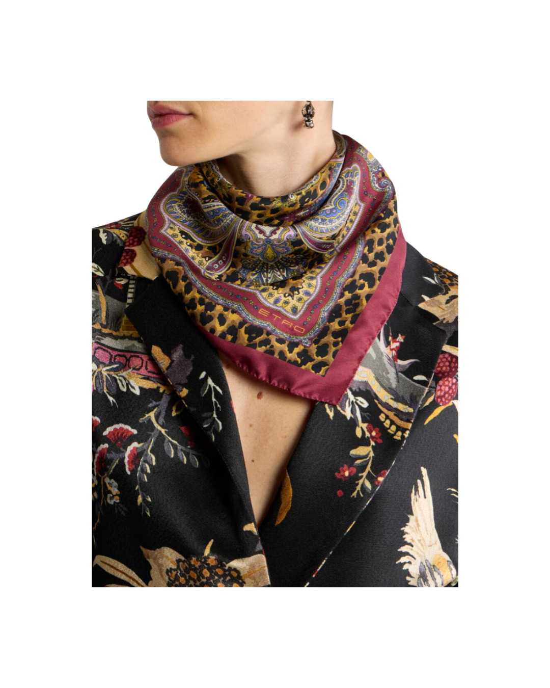 A Silk Twill Scarf With A Leopard Print