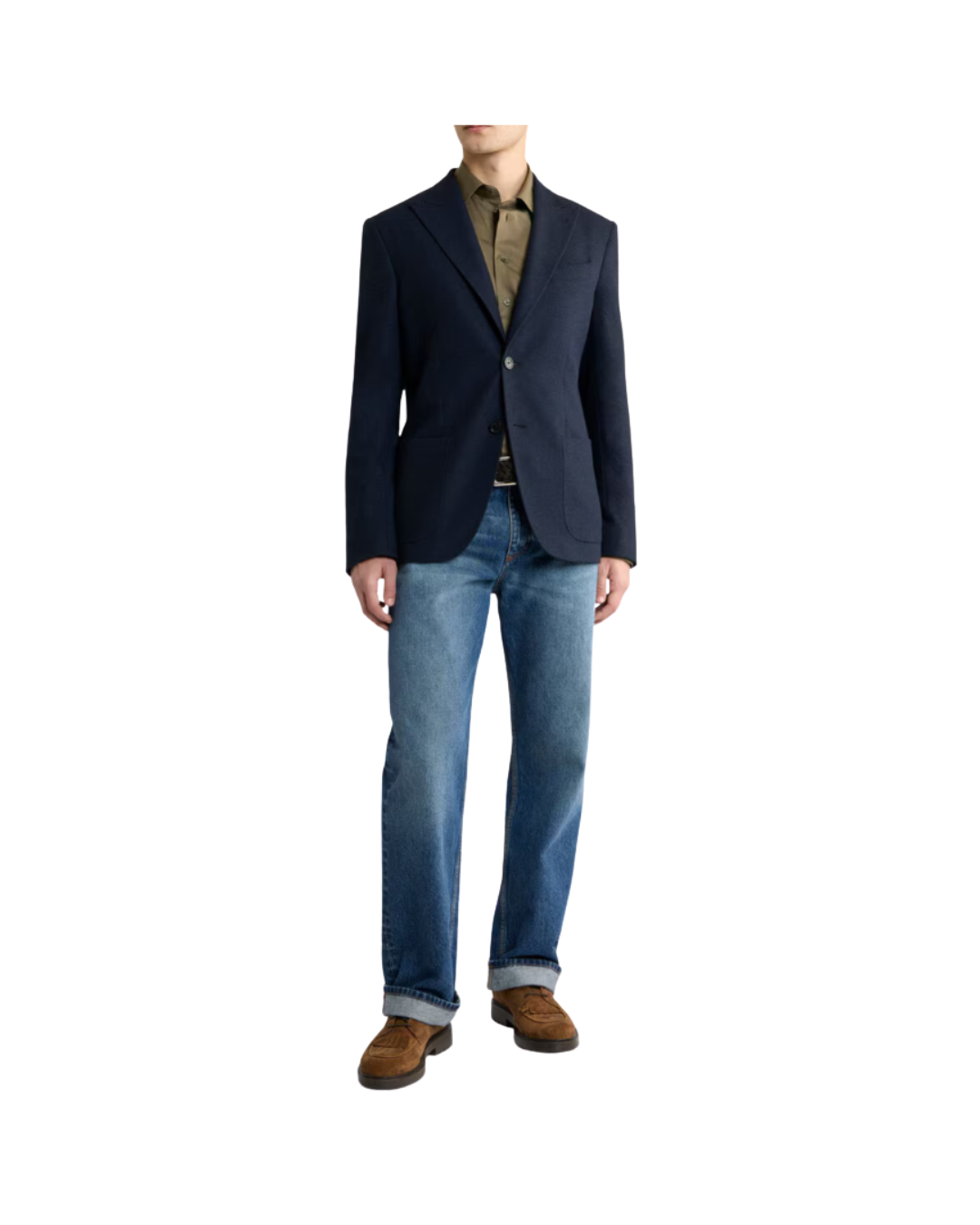 Single-breasted Jersey Jacket With Peak Lapels