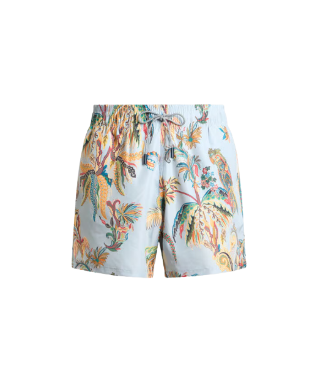 Swim Shorts With Placed Parrot And Palm Tree Print
