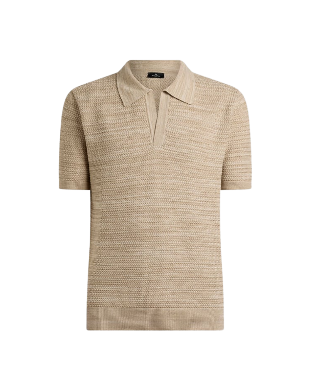 Knit Cotton Polo Shirt With Braided Stitch