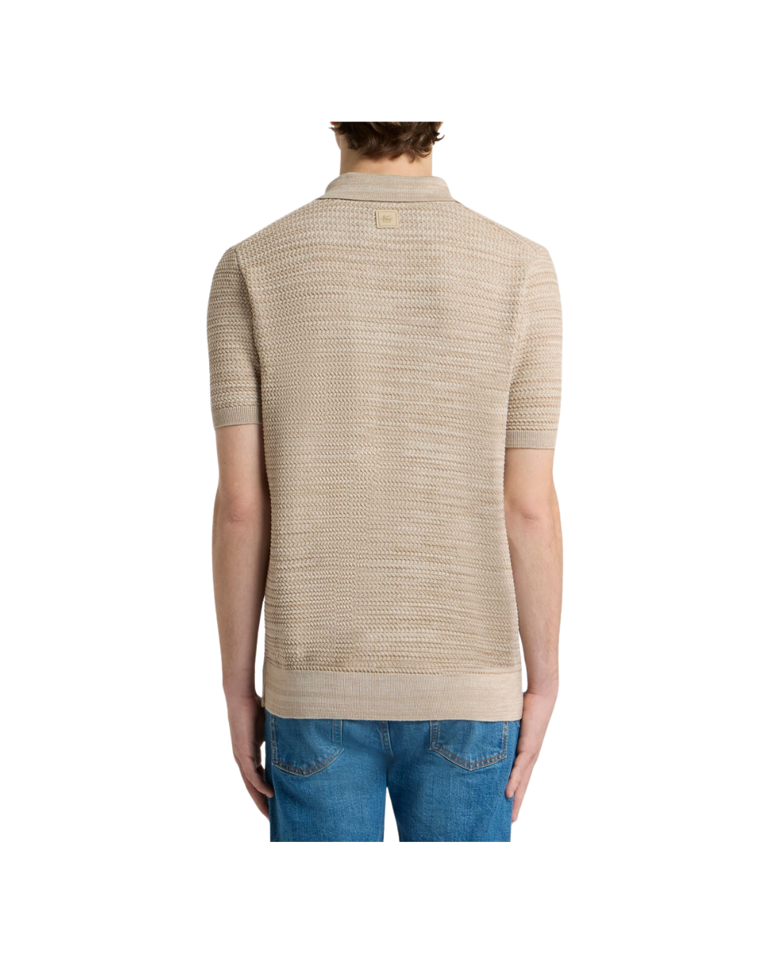 Knit Cotton Polo Shirt With Braided Stitch